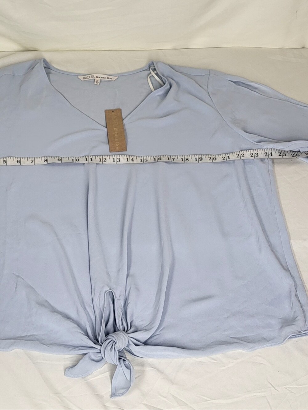 NEW Rachel Rachel Roy Blue Tie-Front Cold Shoulder Open Long Sleeve Blouse  2X - Picture 6 of 12